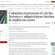 Colombia representa 9% de las fusiones y adquisiciones hechas en la regin en enero